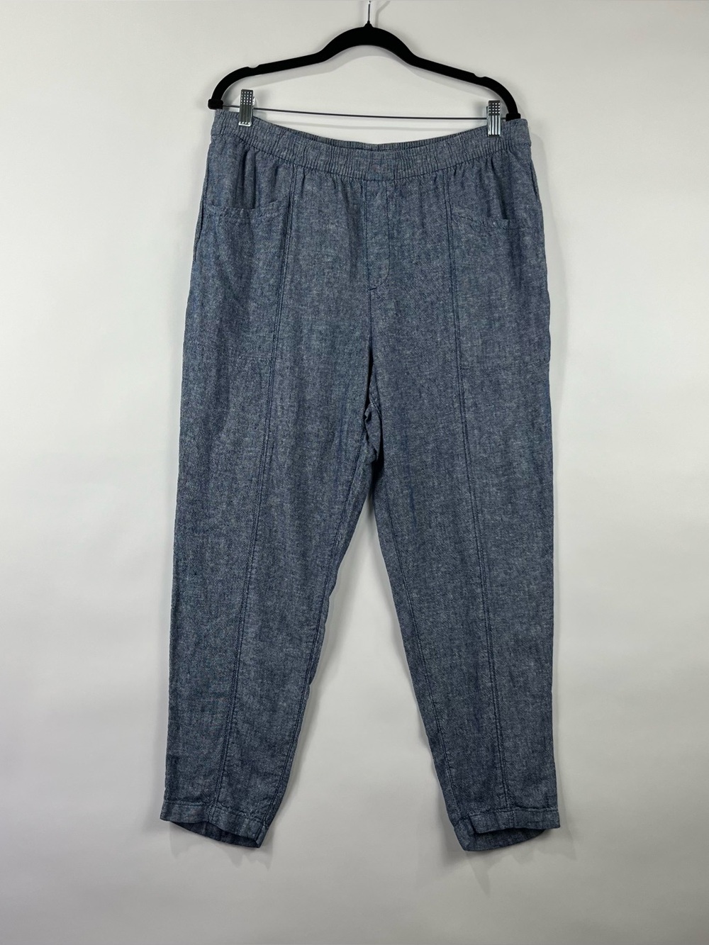Old Navy Linen Blend Elastic Waist Pull On Pants Pockets Relaxed Fit L